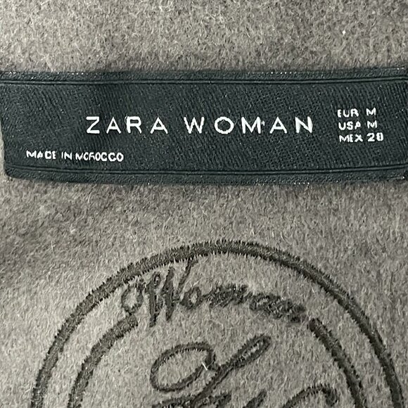 Zara Grey Purple Wool Angora Blend Zipped Snap Lined Long Coat Size Medium M - Picture 3 of 12
